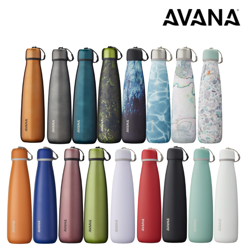 Avana Ashbury Stainless Steel Double-Wall Insulated Water Bottle 18oz(523ml) - Dark Solid Colours